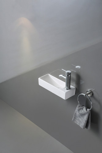 Раковина CeramaLux 38 9048FL Белая фаянс подвесная, накладная