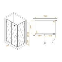Душевой уголок RGW Stilvoll SV-040Gr 120х80 353204028-110 профиль Серый стекло прозрачное