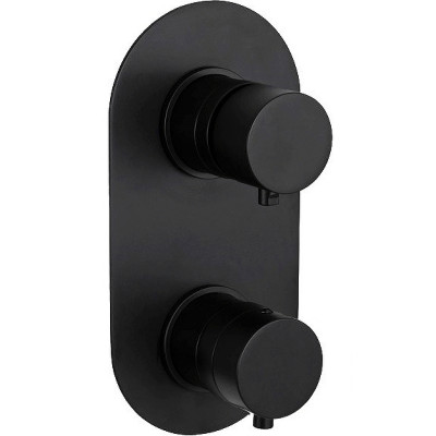 Смеситель для душа Remer Minimal Thermo NT92KBCFP с термостатом Черный хром брашированный латунь встраиваемый