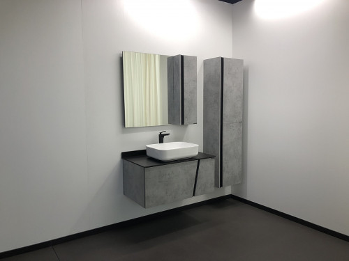 Зеркало со шкафом Comforty Эдинбург 90 00004147981 Бетон светлый МДФ / ЛДСП, стекло