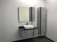 Зеркало со шкафом Comforty Эдинбург 90 00004147981 Бетон светлый МДФ / ЛДСП, стекло
