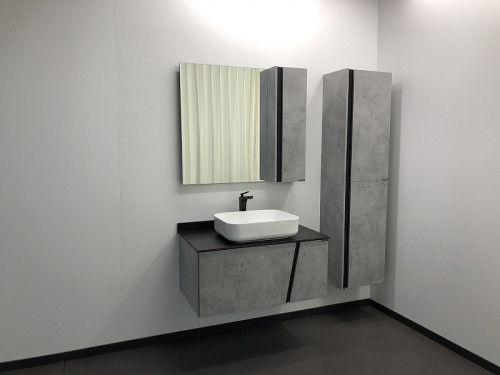 Зеркало со шкафом Comforty Эдинбург 90 00004147981 Бетон светлый МДФ / ЛДСП, стекло