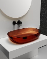 Раковина-чаша Abber Kristall 60 AT2805Opal Коричневая полиэфирная смола накладная
