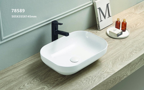 Раковина-чаша CeramaLux 50 78589 Белая фаянс накладная