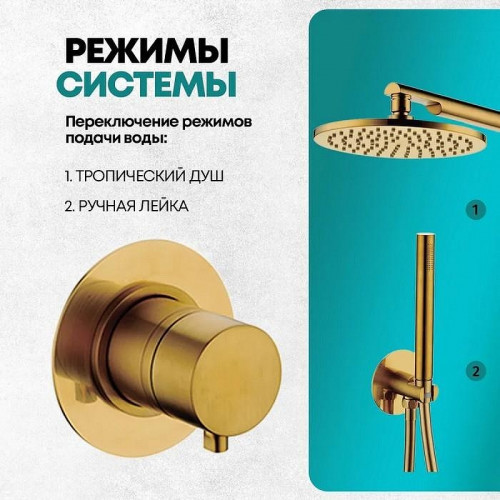 Душевая система Grocenberg GB5090GL Золото брашированное