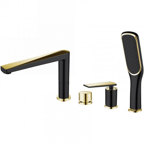 Смеситель на борт ванны Boheme Venturo 380-B Черный Золото латунь