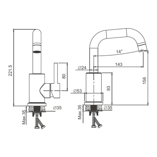 Смеситель для раковины Belz B810-7 B10810-7 цвет Черный