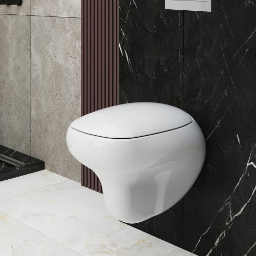 Унитаз Ambassador Diamond 123T20001R-122T20001 подвесной Белый глянцевый с сиденьем Микролифт фарфор подвесной