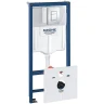 Унитаз с инсталляцией AM.PM Spirit FlashClean C701700WH+C707857WH + Grohe Rapid SL 38775001 с сиденьем Микролифт и клавишей смыва Хром