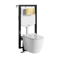 Комплект унитаза с инсталляцией WasserKRAFT Vils 56TLT.010.ME.MG03.H002 цвет Белый с сиденьем Микролифт и клавишей смыва цвет Золото матовое