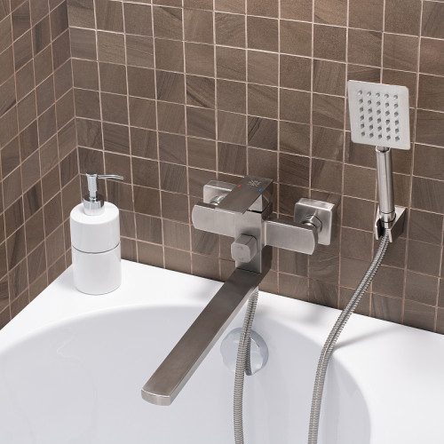 Смеситель для ванны Ростовская Мануфактура Сантехники SUS125-006EP универсальный Нержавеющая сталь нержавеющая сталь на стену