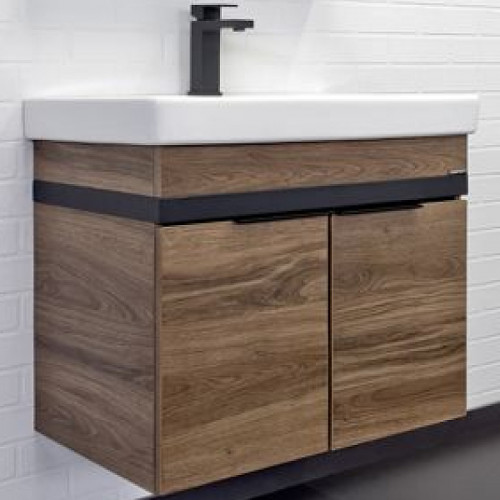Тумба с раковиной Comforty Соло 70 00-00010978 подвесная Дуб темно-коричневый МДФ / ЛДСП