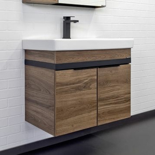 Тумба с раковиной Comforty Соло 70 00-00010978 подвесная Дуб темно-коричневый МДФ / ЛДСП