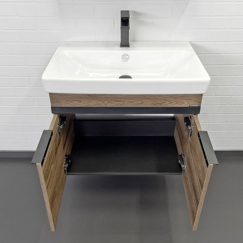 Тумба с раковиной Comforty Соло 70 00-00010978 подвесная Дуб темно-коричневый МДФ / ЛДСП