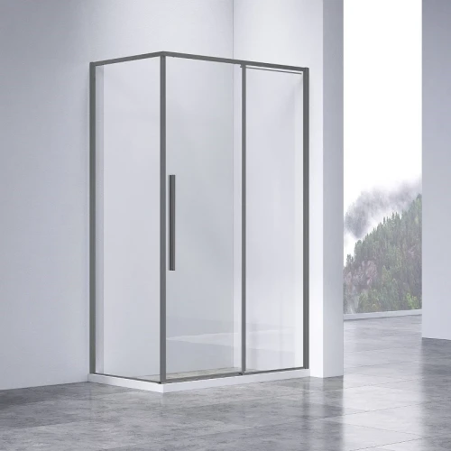 Душевой уголок Vincea Slim-N 120x80 VSR-4SN8012CLGM профиль Вороненая сталь стекло прозрачное
