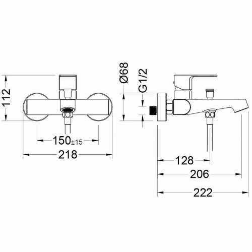 Смеситель для ванны Aquatek Оберон AQ1240CR Хром латунь на стену