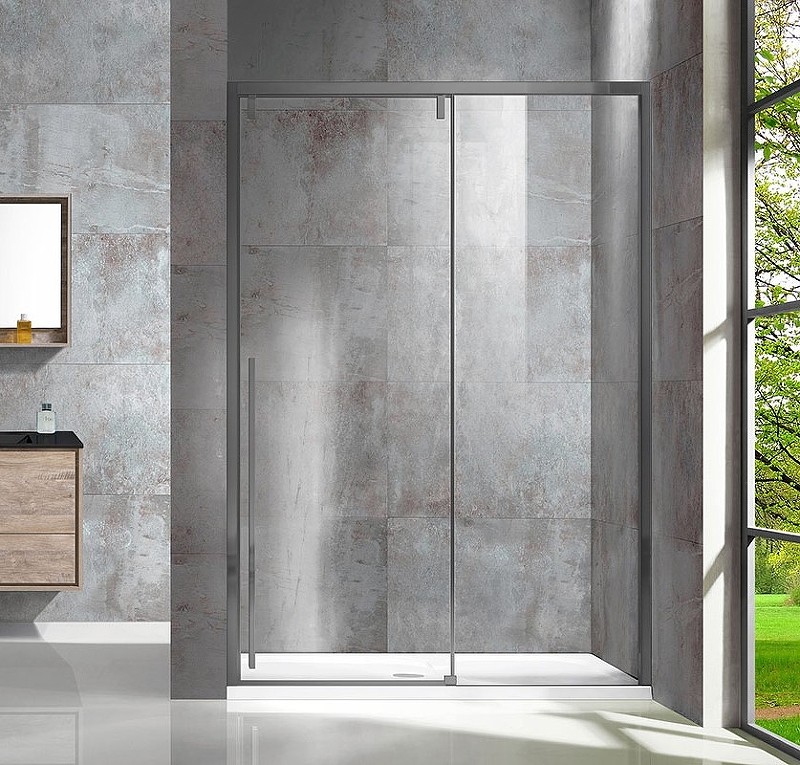 Душевая дверь Vincea Lugano 130 VDS-1L130CLGM-1 профиль Вороненая сталь стекло прозрачное