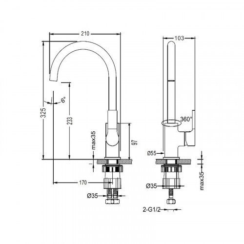Смеситель для кухни D-Lin D155418-6 цвет  Хром