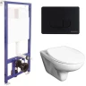 Унитаз с инсталляцией Roca Mateo 346200000+ZRU9302815 + Berges Novum D5 040235 с сиденьем и Черной матовой клавишей смыва
