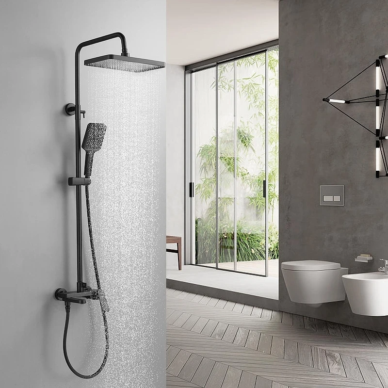 Душевая система Shevanik S4536H цвет Черный матовый