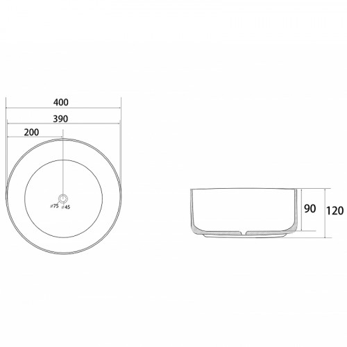 Раковина-чаша Abber Bequem 40 AC2109MB Черная матовая фаянс накладная