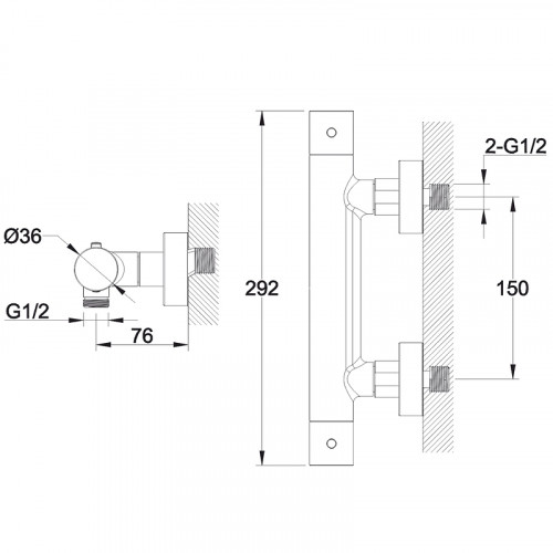 Смеситель для душа Whitecross Y brushed nickel Y1246NIB с термостатом Брашированный никель латунь на стену