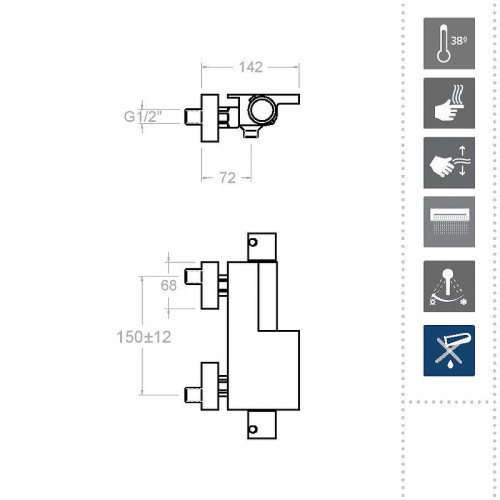 Смеситель для ванны Ramonsoler Arola 2639S с термостатом Хром