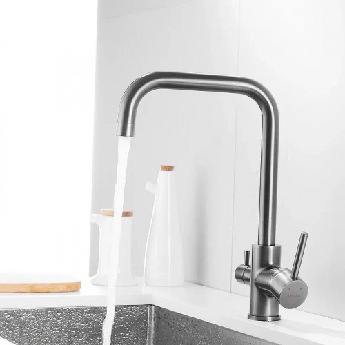 Смеситель для кухни Shevanik S228T цвет Оружейная сталь