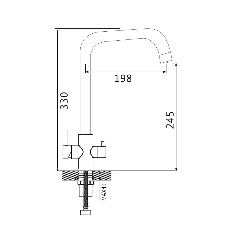 Смеситель для кухни Shevanik S228T цвет Оружейная сталь