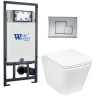 Комплект унитаза с инсталляцией WeltWasser MARBERG 507 + GELBACH 043 GL-WT + MAR 507 SE CR 10000011881 цвет Белый глянцевый с сиденьем Микролифт и клавишей смыва цвет Хром