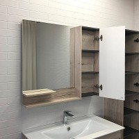 Зеркало со шкафом Comforty Мерано 90 00-00008508 Дуб дымчатый МДФ / ЛДСП, стекло