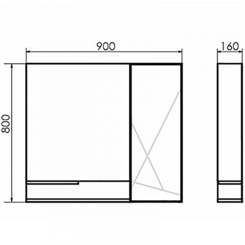 Зеркало со шкафом Comforty Мерано 90 00-00008508 Дуб дымчатый МДФ / ЛДСП, стекло