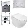 Комплект унитаза с инсталляцией WeltWasser AMBERG 506 ST + HEIMBACH 043 GL-WT + AMBERG RD-MT CR 10000012153 цвет Белый глянцевый с сиденьем Микролифт и клавишей смыва цвет Хром матовый