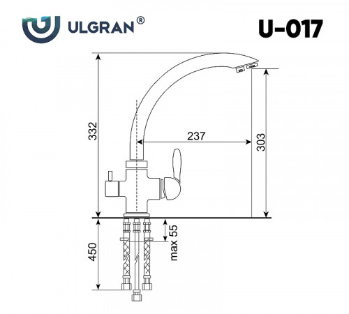 Смеситель для кухни Ulgran Classic U-017-331 Белый латунь