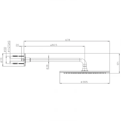 Верхний душ Bossini Dream-Oki H75360J.030 Хром латунь на стену