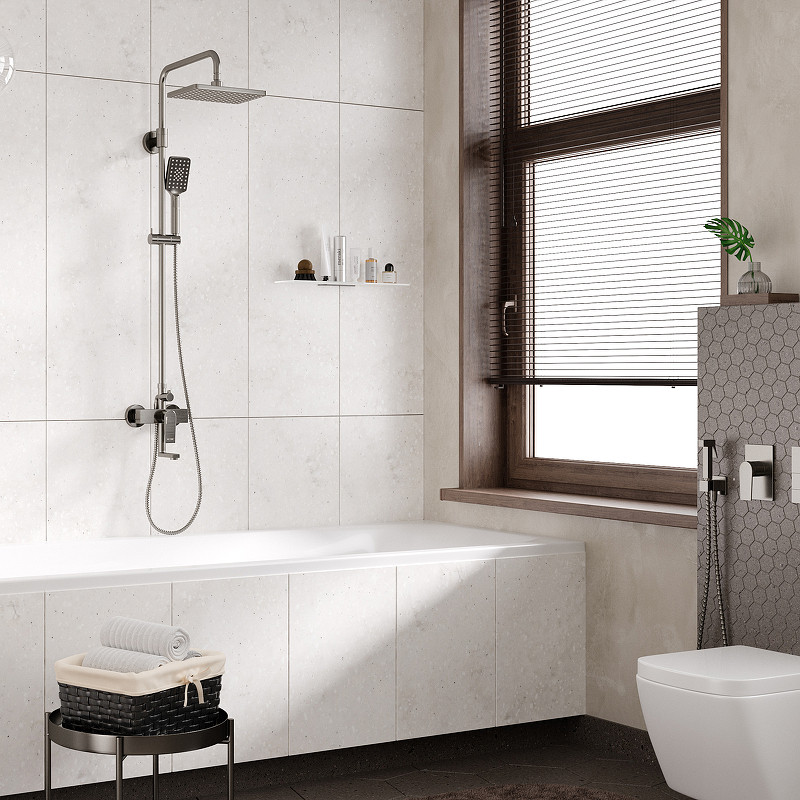 Душевая система WasserKRAFT Wiese A18401 Оружейная сталь латунь на стену