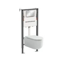 Комплект унитаза с инсталляцией Ceramicanova Ulma CN4006_121002CH цвет Белый с сиденьем Микролифт и клавишей смыва цвет Хром глянцевый