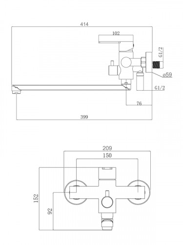 Смеситель для ванны Agger Easy A3121144 универсальный цвет Черный матовый