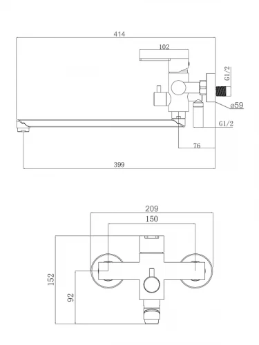 Смеситель для ванны Agger Easy A3121144 универсальный цвет Черный матовый