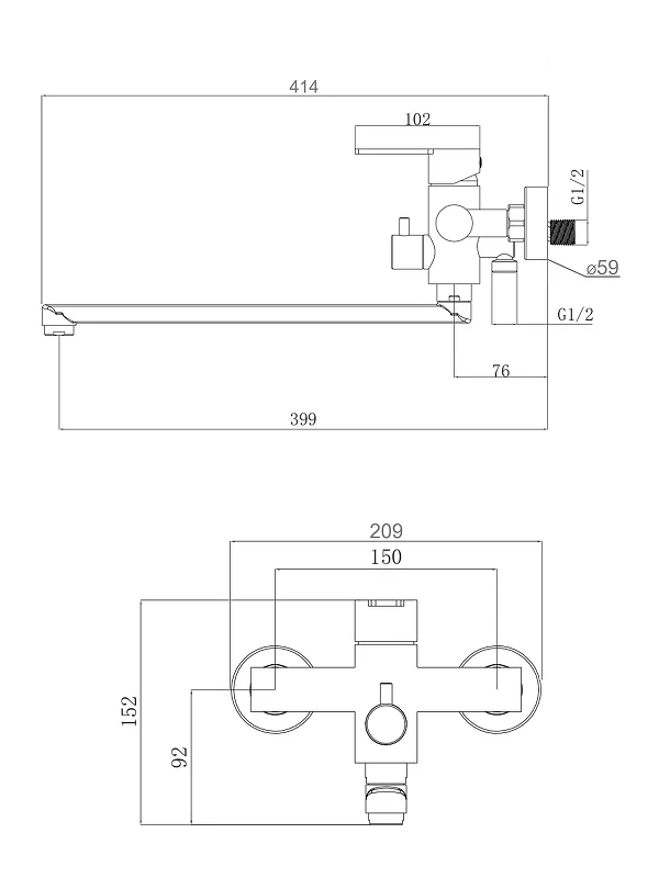 Смеситель для ванны Agger Easy A3121144 универсальный цвет Черный матовый