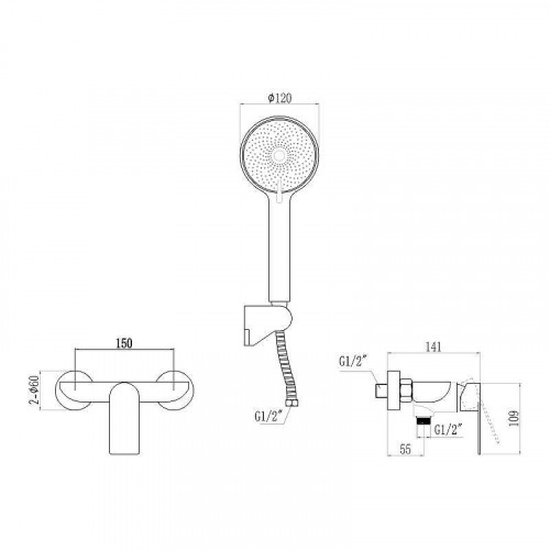 Смеситель для душа Fmark FS8802Q цвет Графит