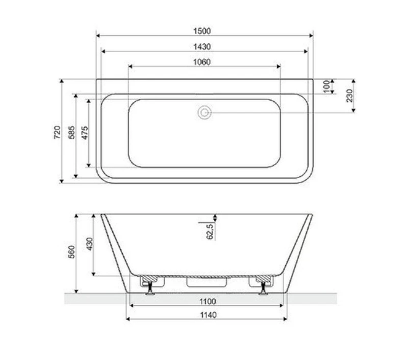 Акриловая ванна Excellent Lila 2.0 150x72 WAEX.LIL2.150.WHP без гидромассажа