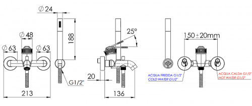 Смеситель для ванны Remer Atelier AL02 цвет Хром