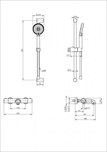 Смеситель для ванны Wonzon &amp; Woghand WW-C2006-A-MW с термостатом цвет Белый матовый