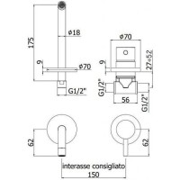 Смеситель для раковины Paffoni Light LIG006HGSP70 Золото медовое брашированное латунь встраиваемый
