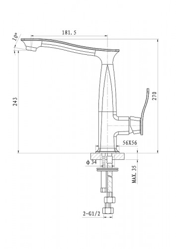 Смеситель для кухни Wonzon &amp; Woghand Navia WW-182101-CR цвет Хром