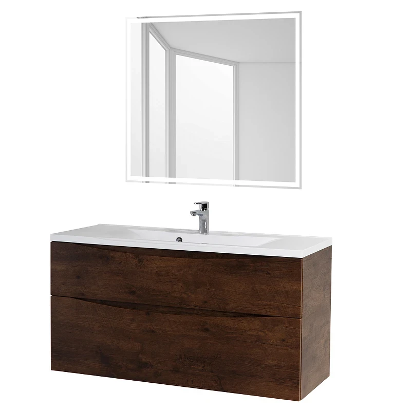 Тумба под раковину BelBagno Marino-H60 110 MARINO-H60-1100-2C-SO-RW-P подвесная Rovere Moro МДФ / ЛДСП