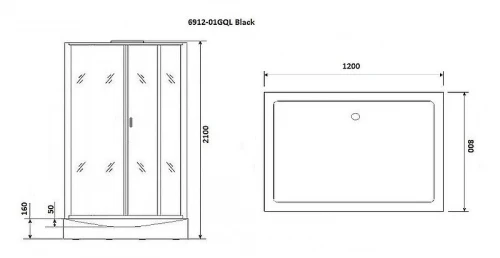 Душевая кабина Niagara Premium 120x80 NG-6912-01GQL Black с гидромассажем