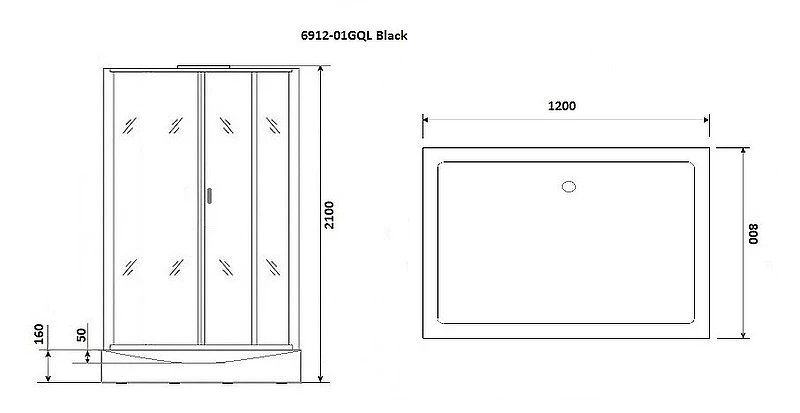 Душевая кабина Niagara Premium 120x80 NG-6912-01GQL Black с гидромассажем