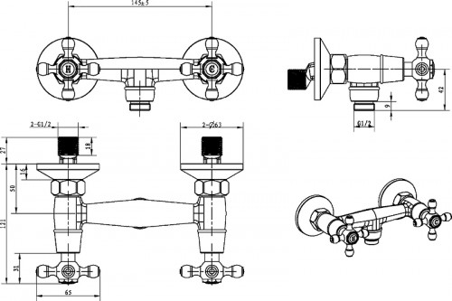 Смеситель для душа Boheme Royal Cristal 274-Royal Хром латунь на стену